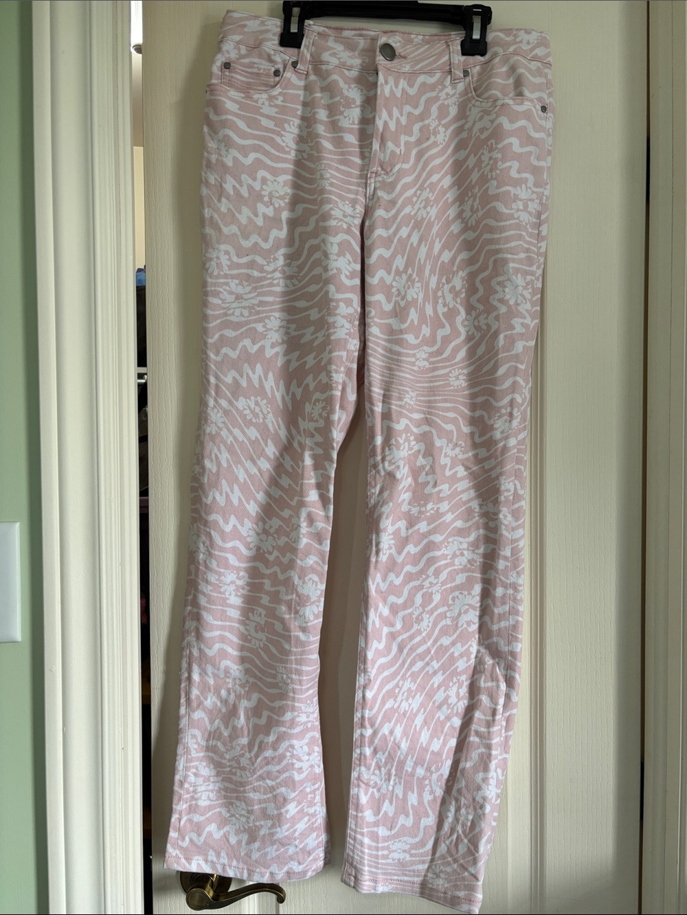 Pink and White Patterned Jeans